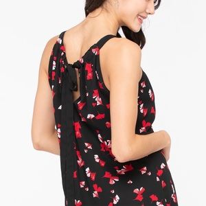 Ricki’s reversible tie back trapeze dress black and red floral print size large